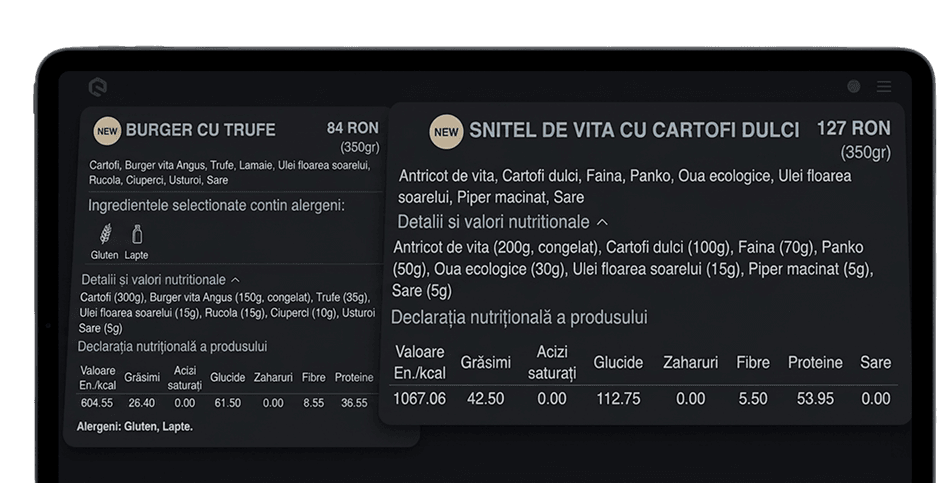 Exemplu produse Smart Meniu
